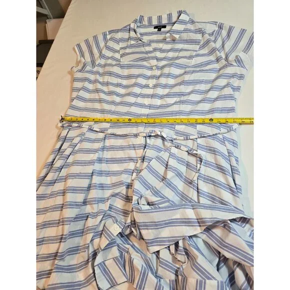 Ellos Womens Striped Button-Front Belted  Short-Sleeve Dress pockets Size‎ 4X - Picture 9 of 11